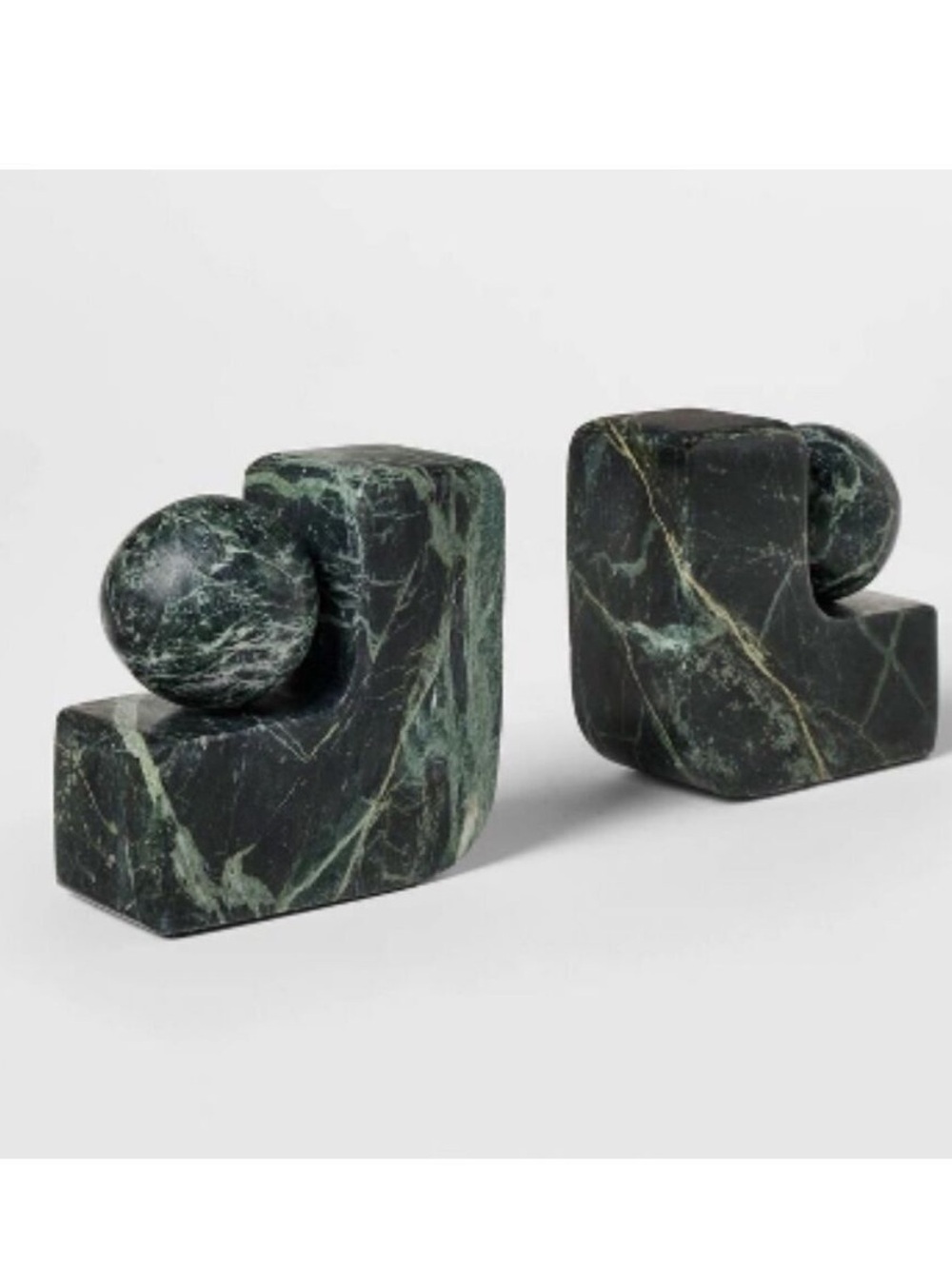 2pc Green Marble Ball Bookends Threshold designed with Studio mmMcGee